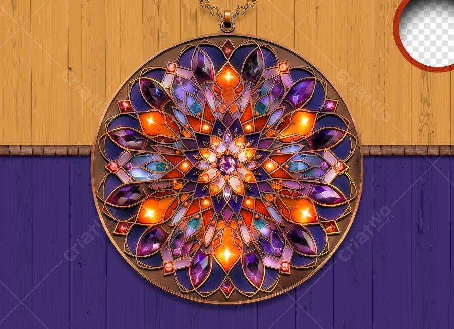 Mandala Vitral Colorida Decorativa PSD Editável