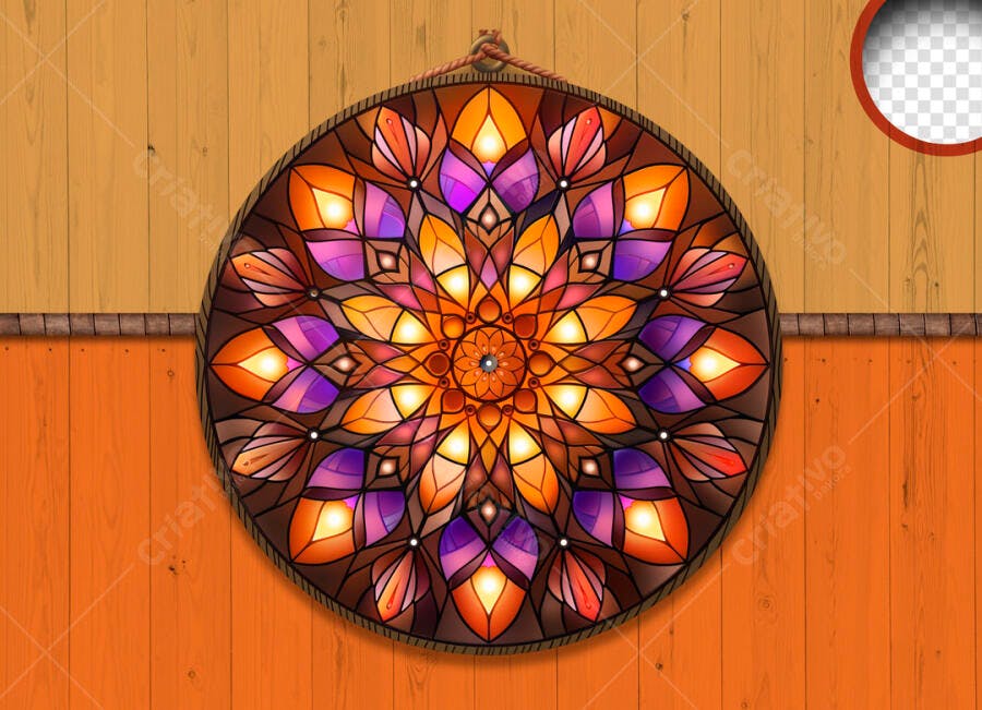 Mandala Vitral Colorido PSD Editável Arte Digital