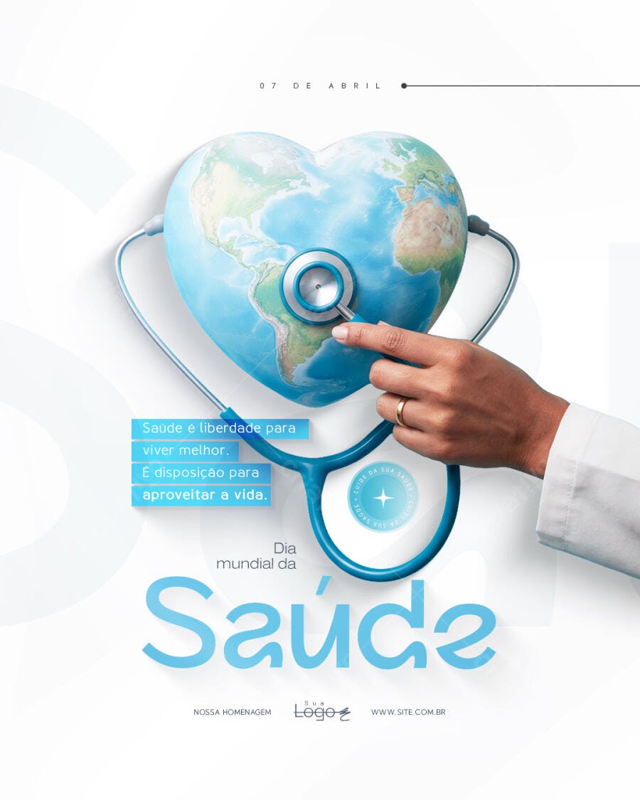 Post Dia Mundial da Saúde Abril Clínica Médica PSD Editável