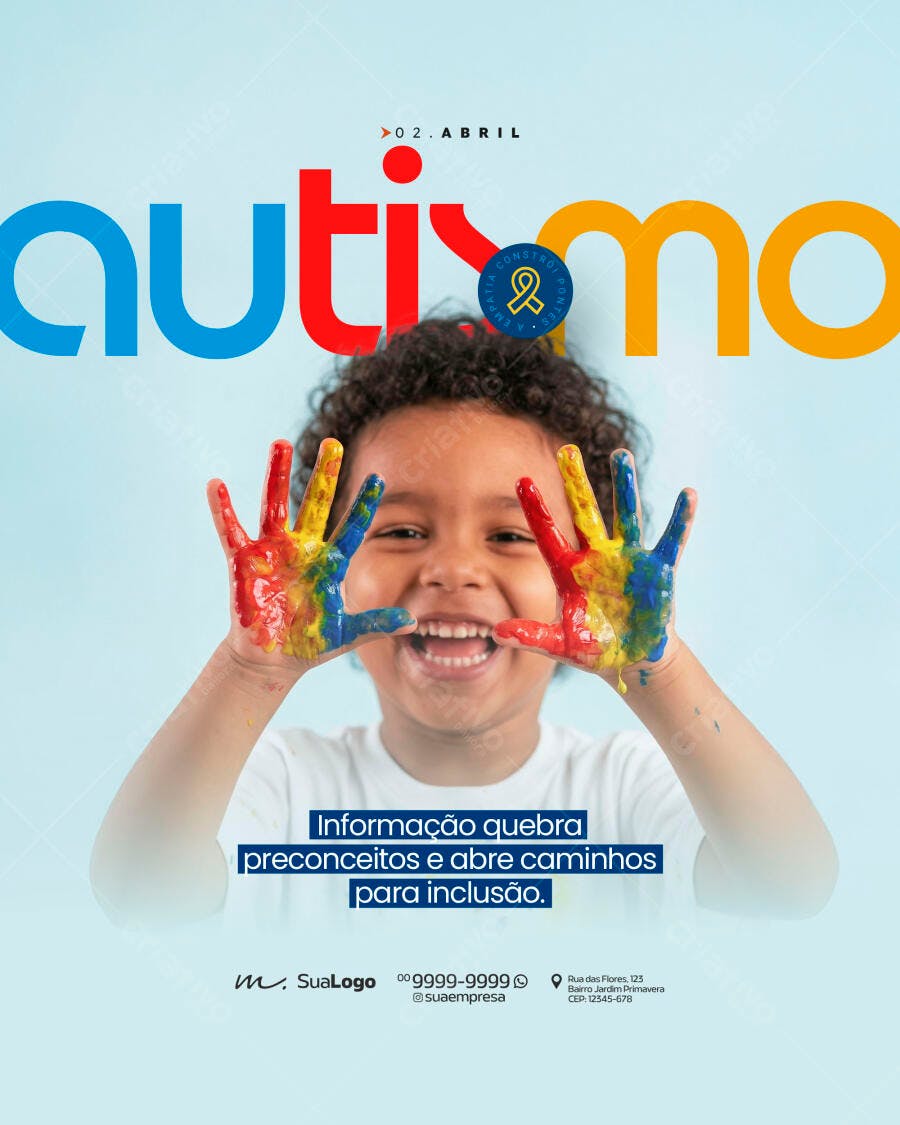 Post Instagram Dia Mundial Conscientização Autismo PSD Editável