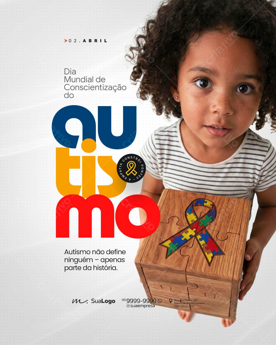 Post Instagram Dia Mundial Conscientização Autismo PSD Editável