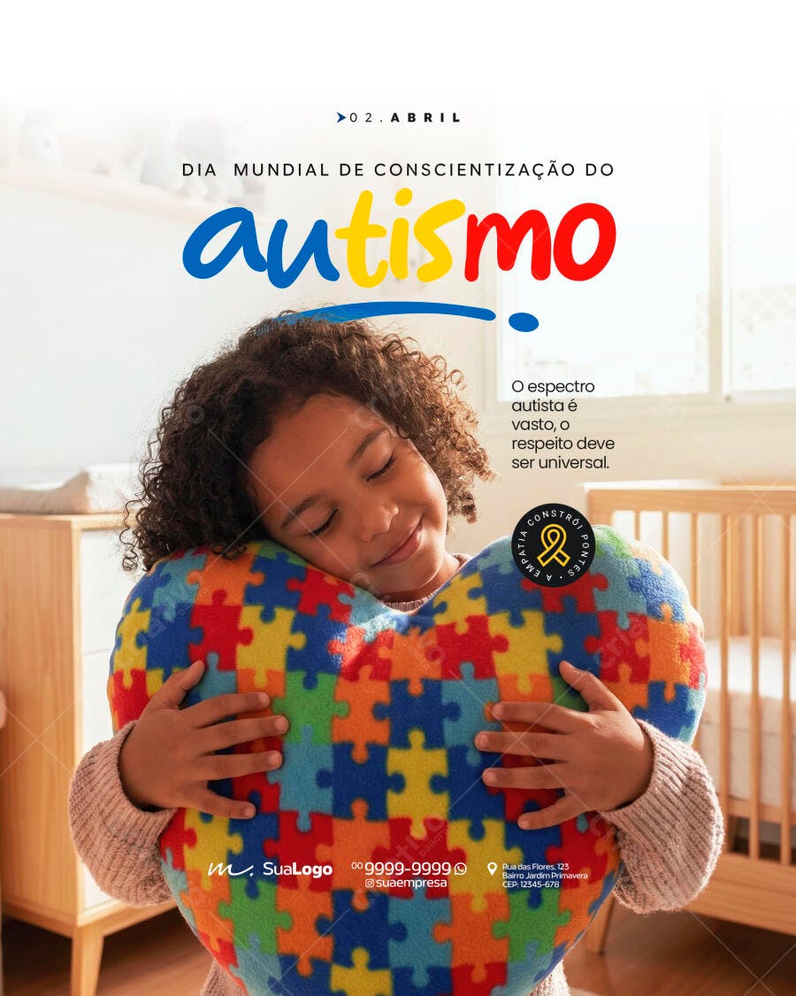 Post Instagram Dia Mundial Conscientização Autismo PSD Editável