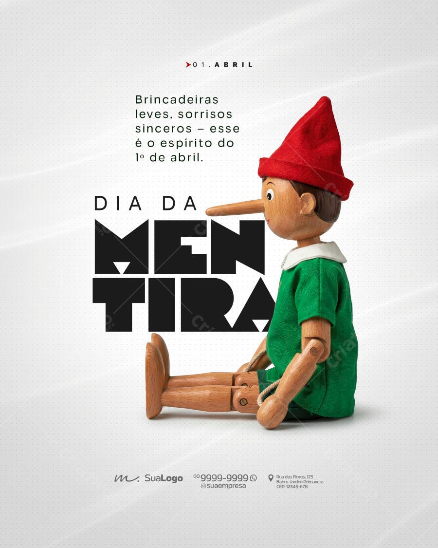 Post Instagram Dia da Mentira 1 de Abril PSD Editável