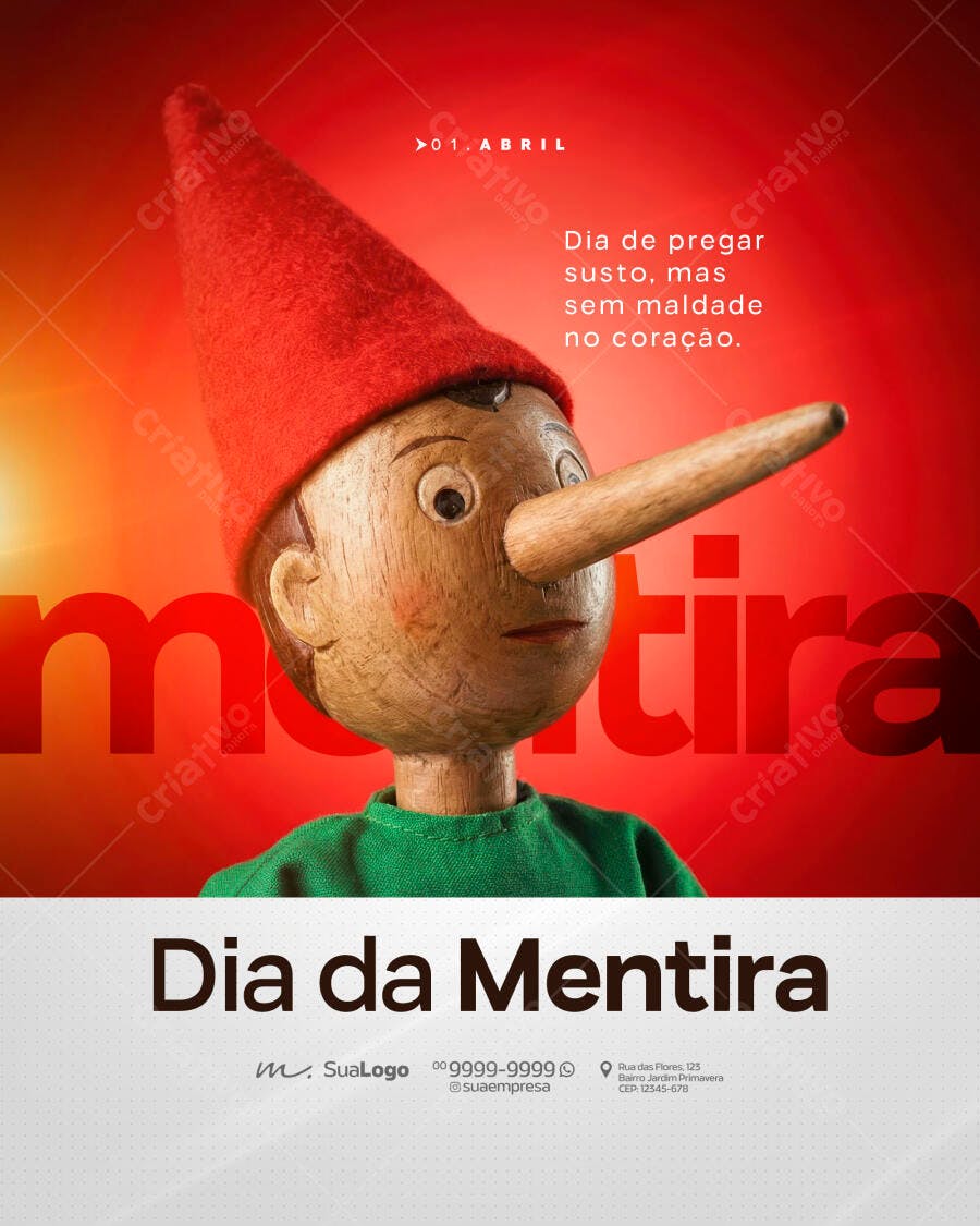 Post Instagram Dia da Mentira 1 de Abril PSD Editável