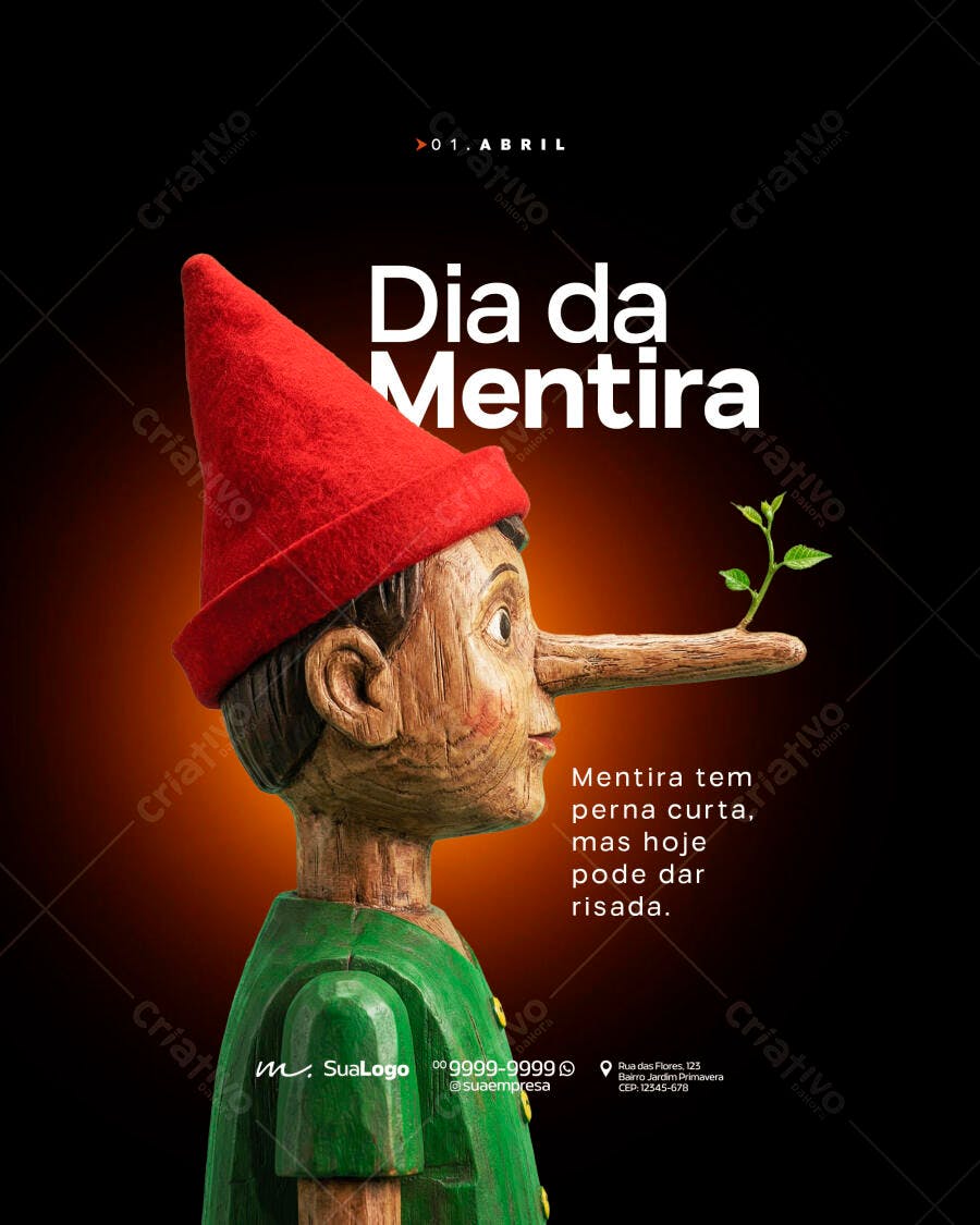 Post Instagram Dia da Mentira 1 de Abril PSD Editável