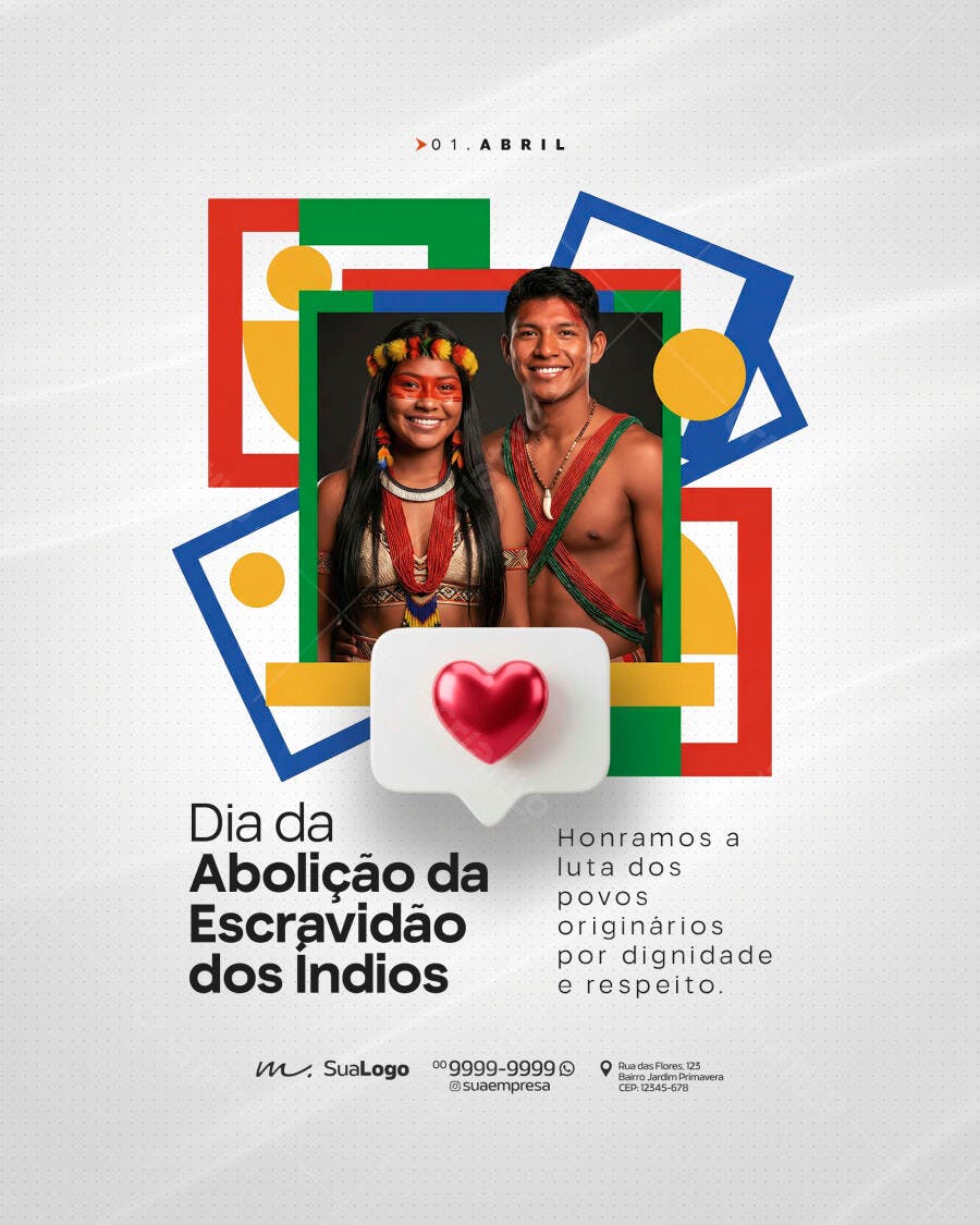 Post Instagram Dia da Abolição da Escravidão dos Índios PSD Editável