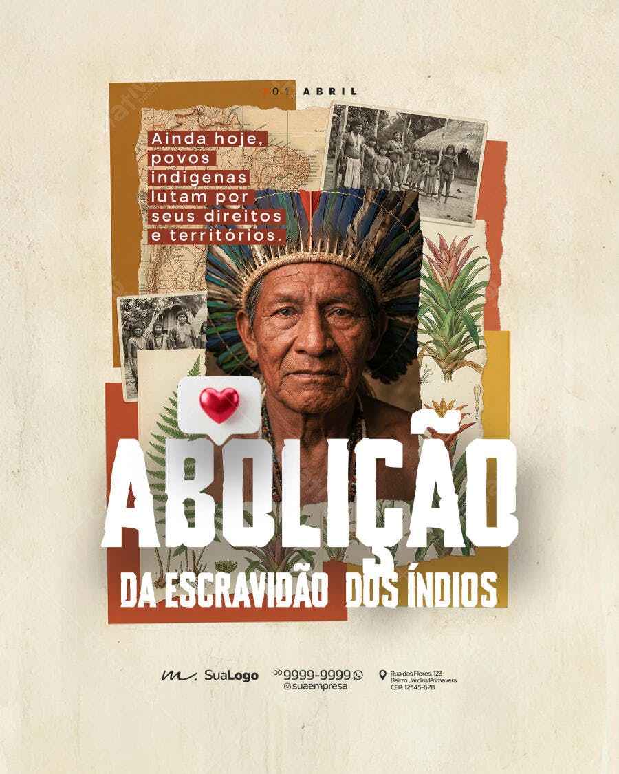 Post Instagram Abolição Escravidão Índios 1 de Abril PSD Editável