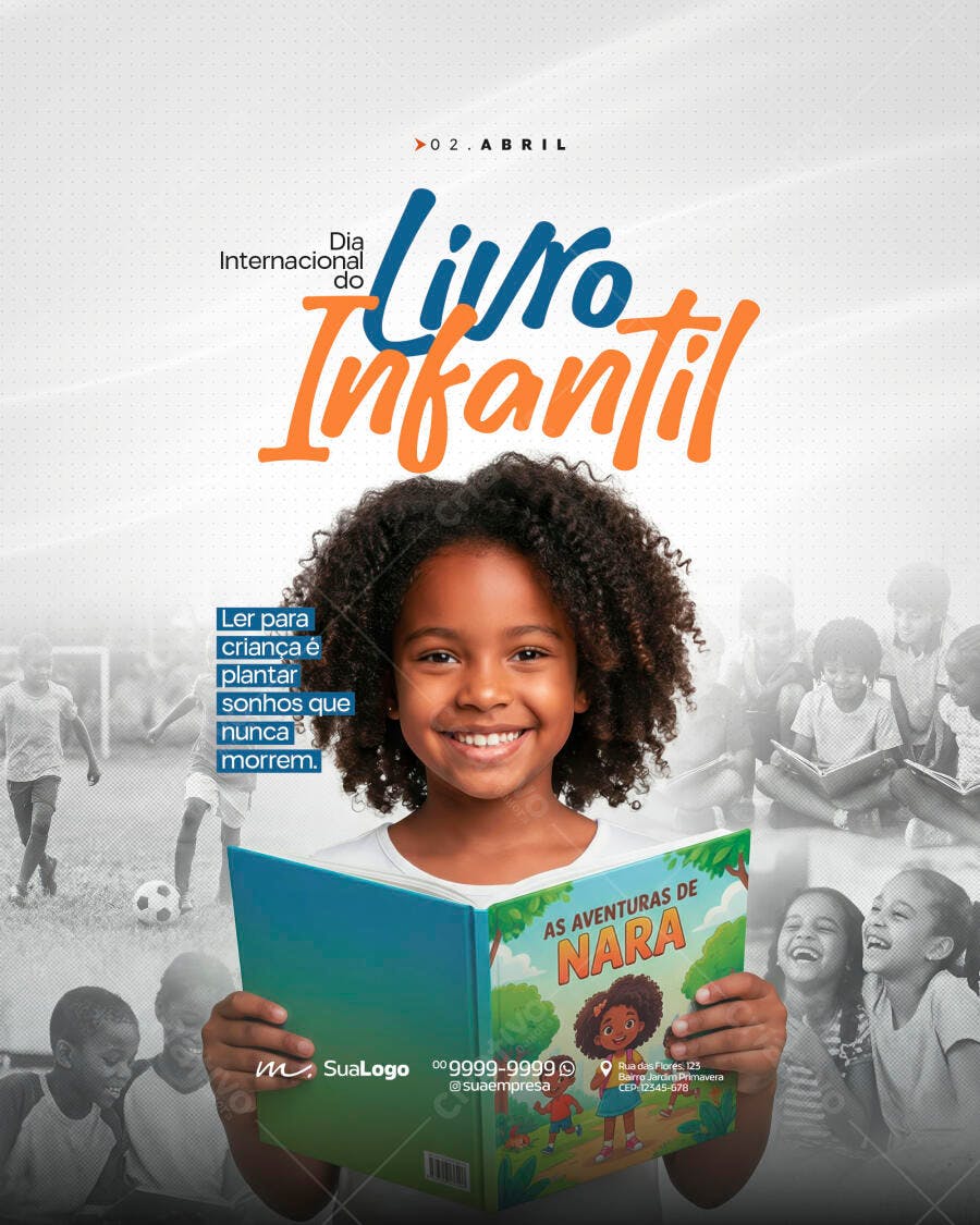 Post Dia Internacional do Livro Infantil 2 de Abril PSD Editável