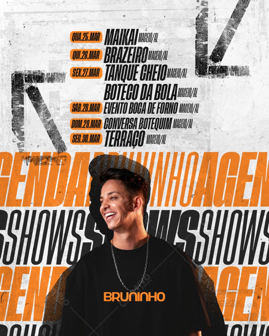 Flyer Agenda de Shows Eventos Musicais PSD Editável