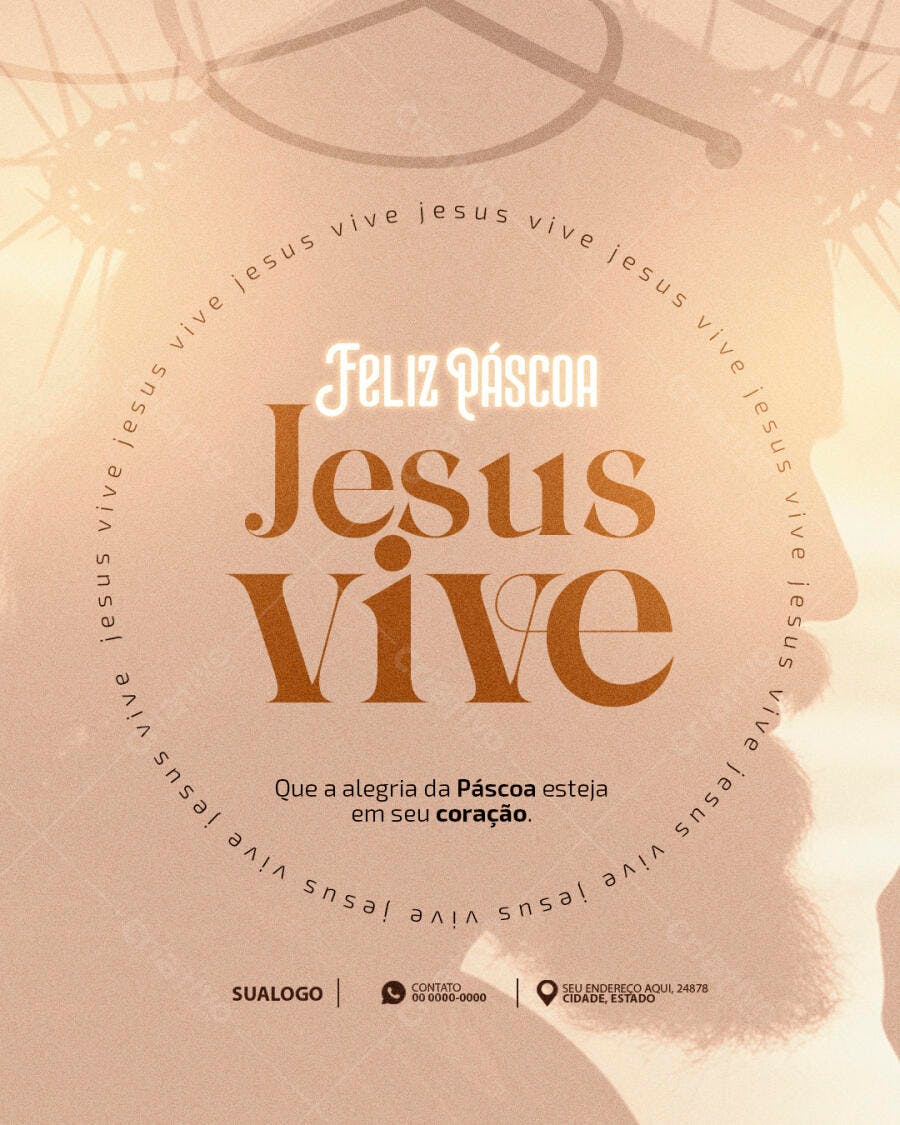 Post Instagram Páscoa Jesus Vive PSD Editável