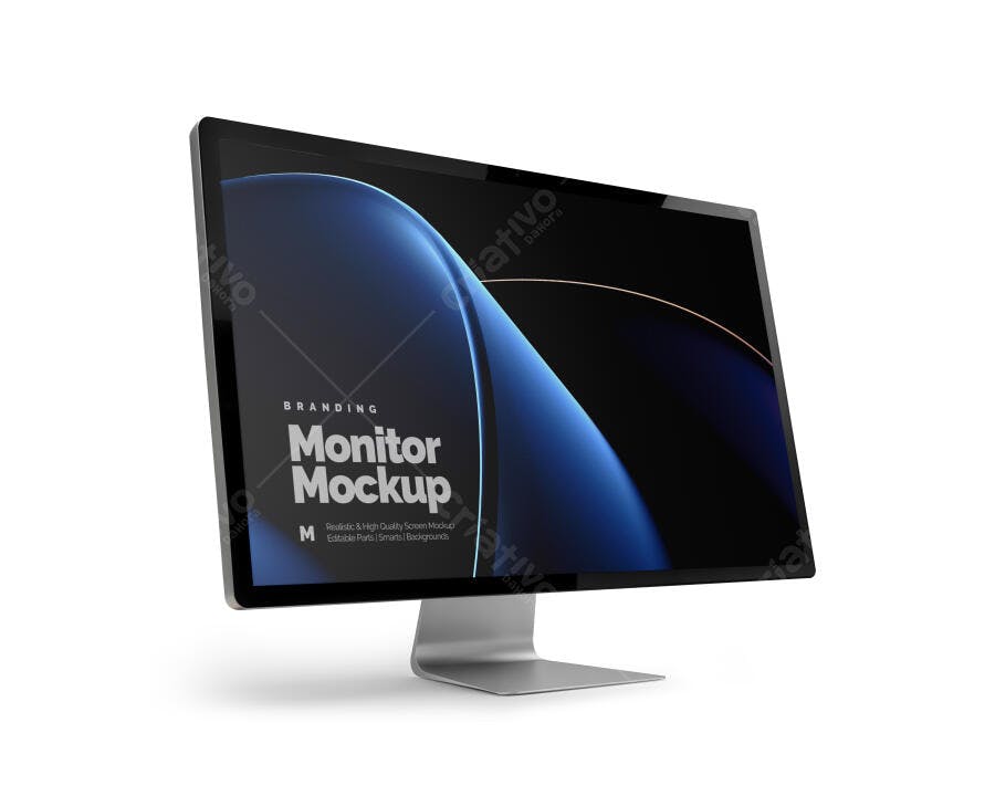 Mockup Monitor Computador Fundo Branco Minimalista Editável