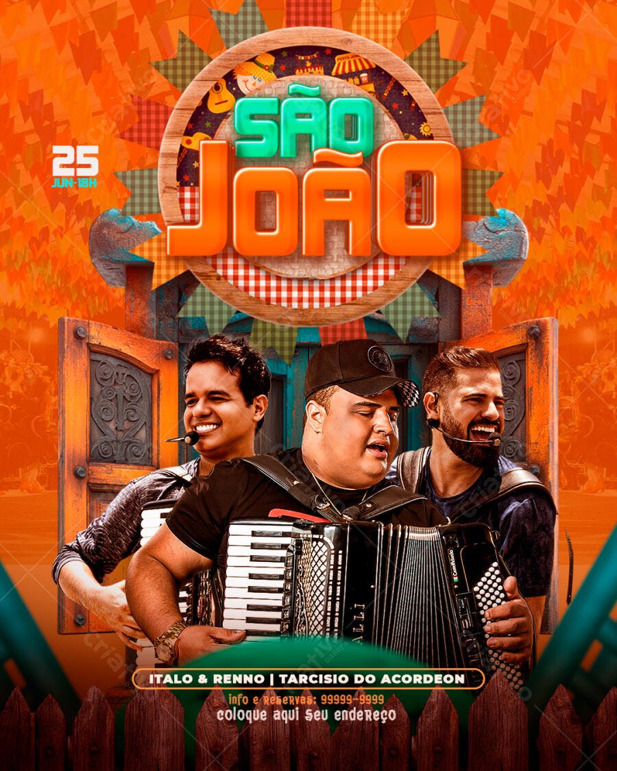 Flyer São João Festa Junina Show Musical PSD Editável
