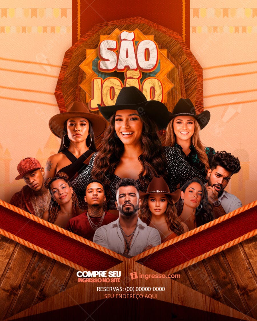 Flyer São João Festa Junina Arraial PSD Editável