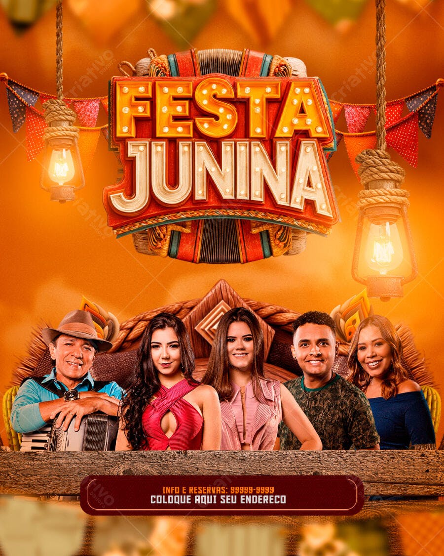 Flyer Festa Junina Arraial Forró PSD Editável