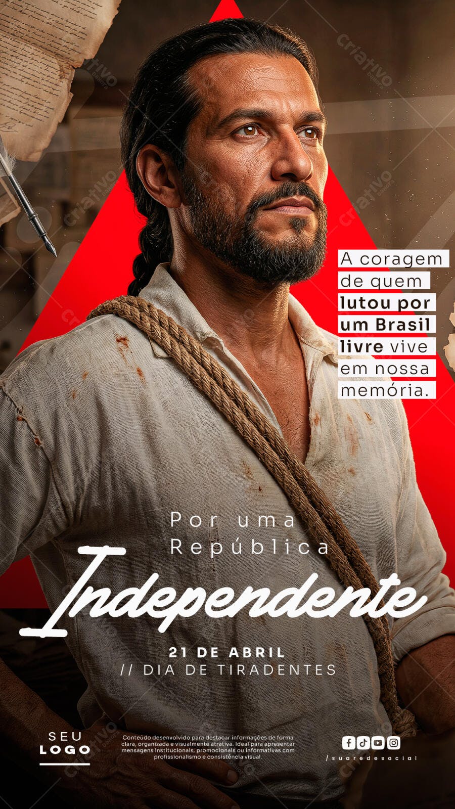 Post Instagram Dia de Tiradentes 21 de Abril PSD Editável