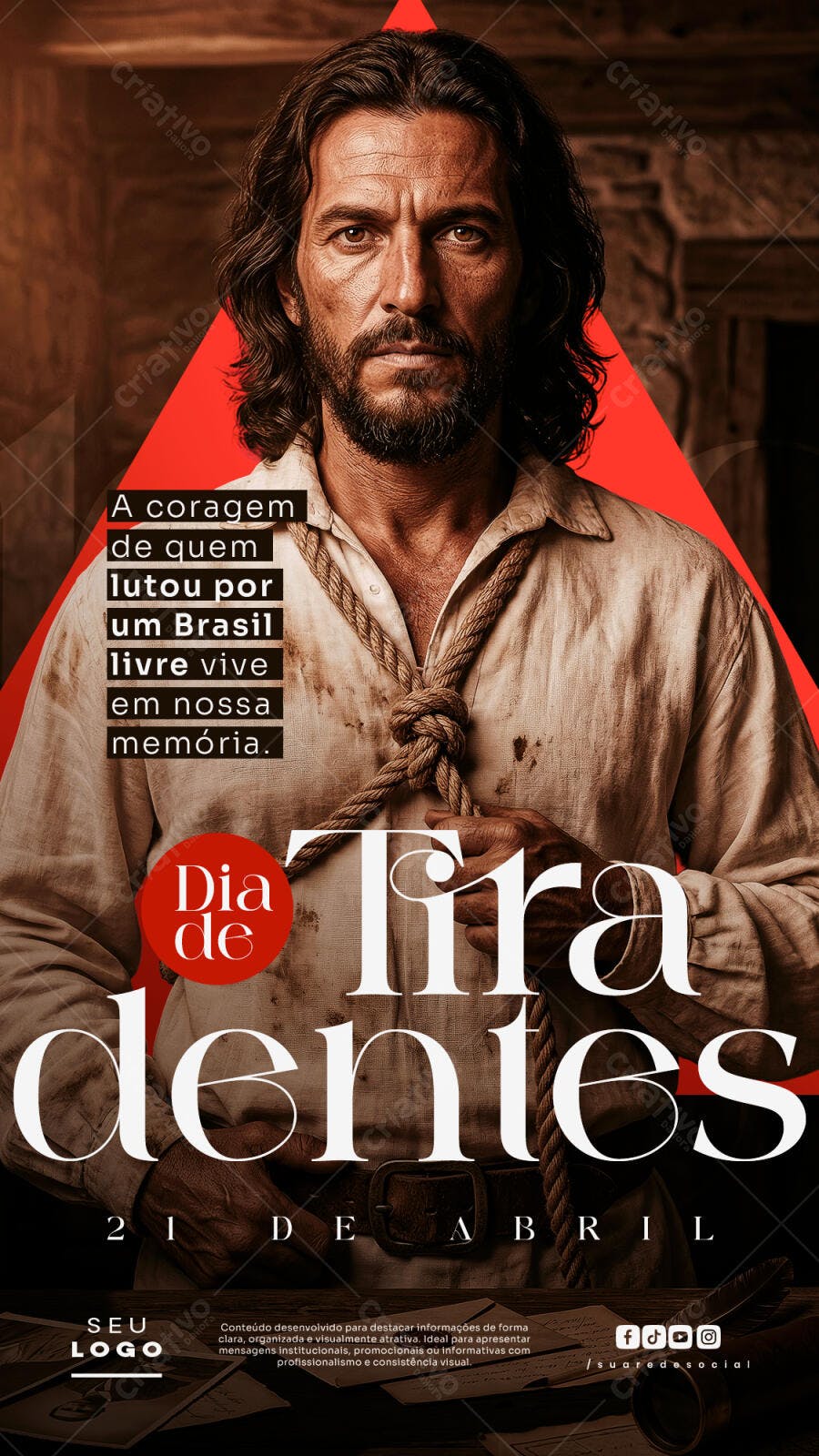 Post Dia de Tiradentes 21 de Abril PSD Editável