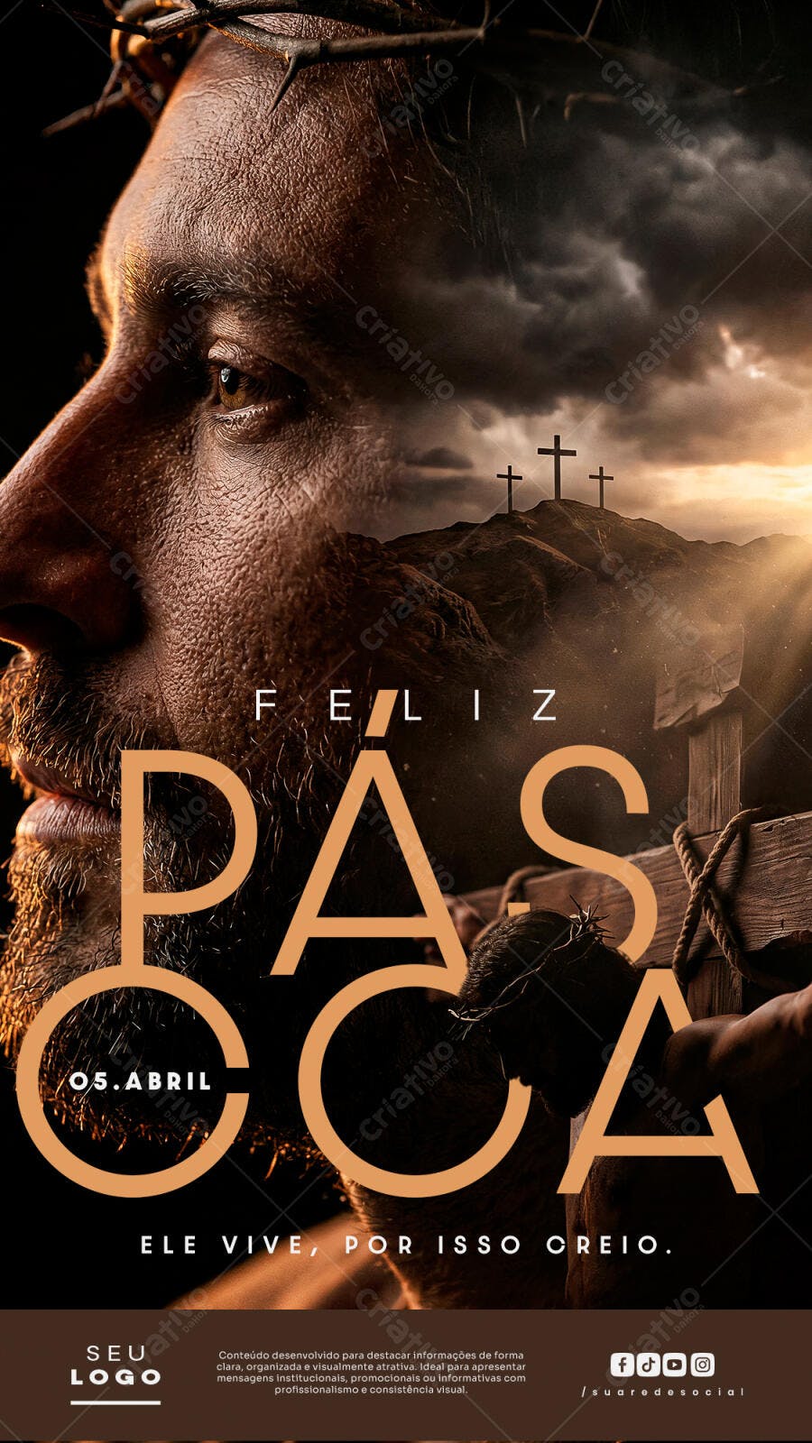 Story Instagram Páscoa Cristã Religião PSD Editável