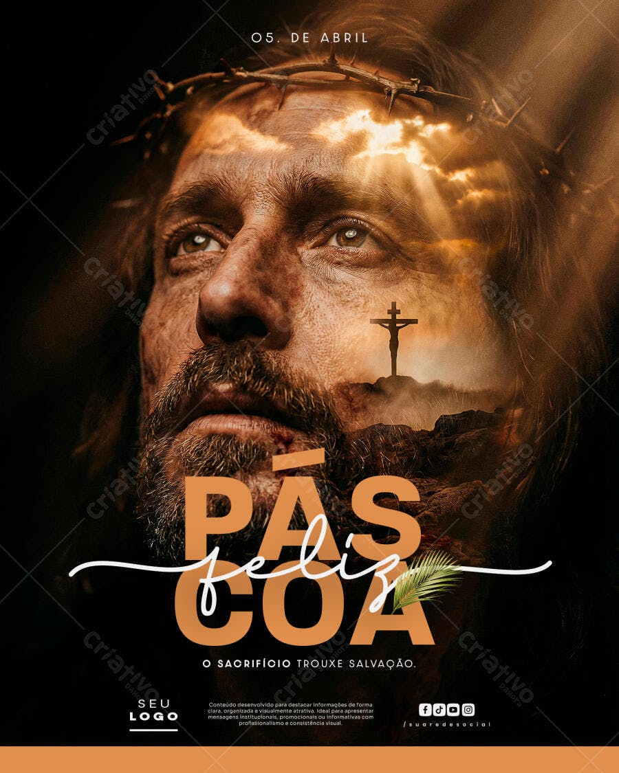 Post Instagram Páscoa Cristã Jesus PSD Editável