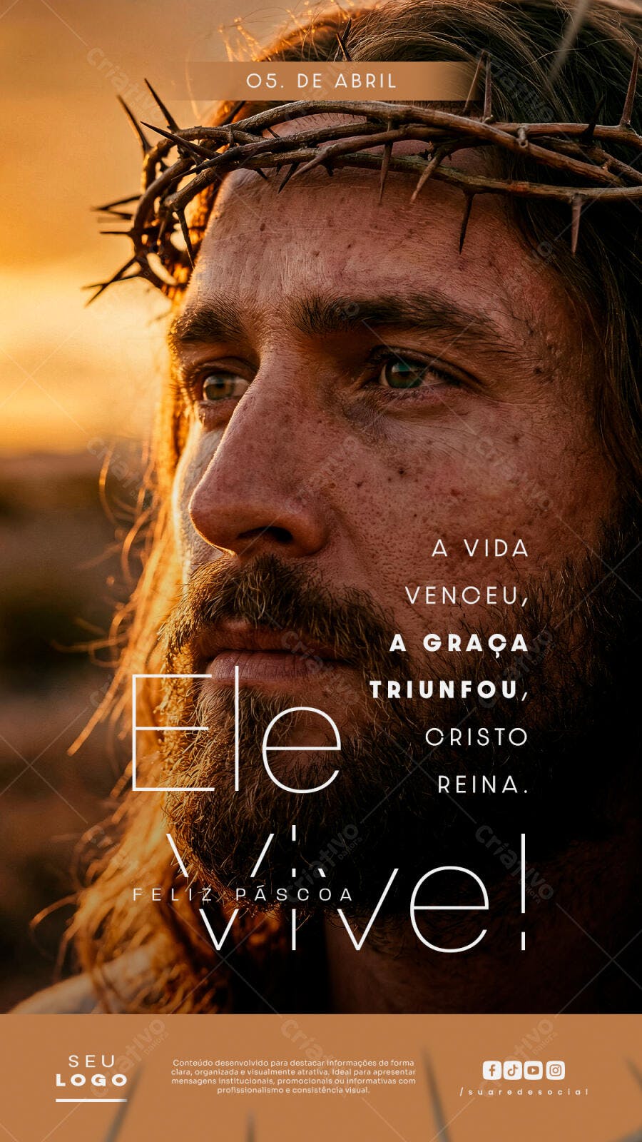 Story Instagram Páscoa Cristo Vive PSD Editável