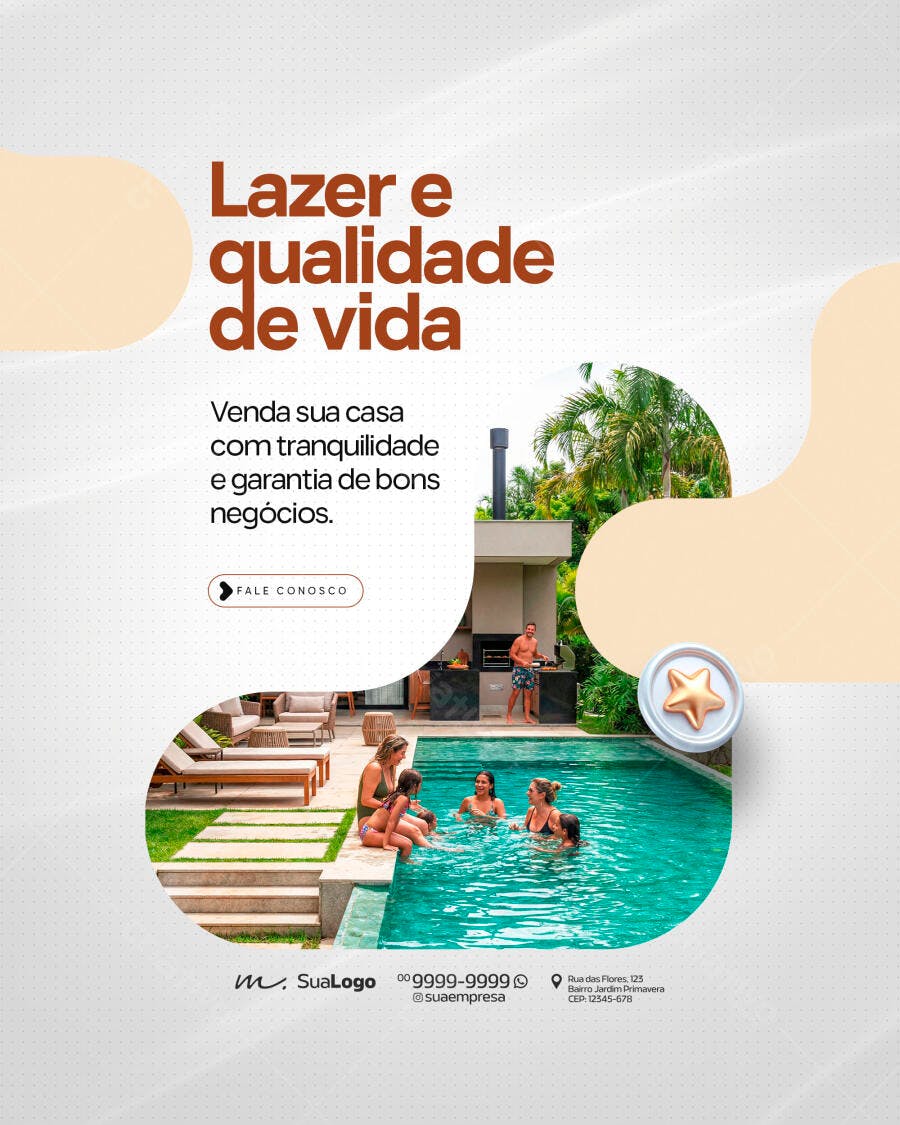 Post Imobiliária Venda Casa Piscina PSD Editável