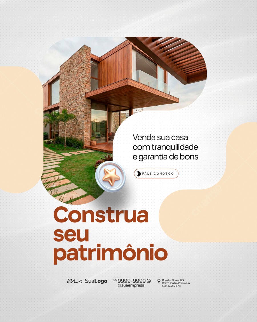 Post Imobiliária Venda Casa Construa Patrimônio PSD Editável