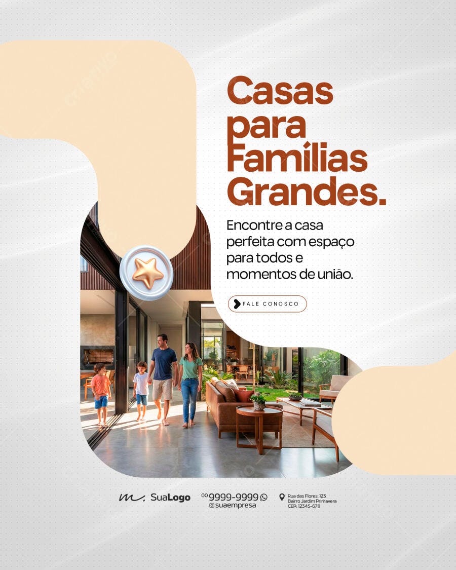 Post Imobiliária Casas Famílias Grandes PSD Editável