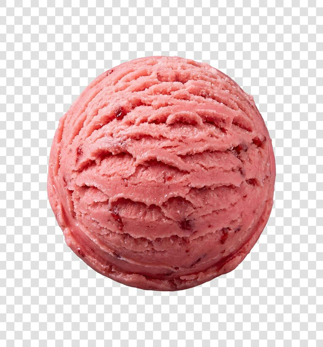 Foto Recortada Bola Sorvete Morango PNG Fundo Transparente