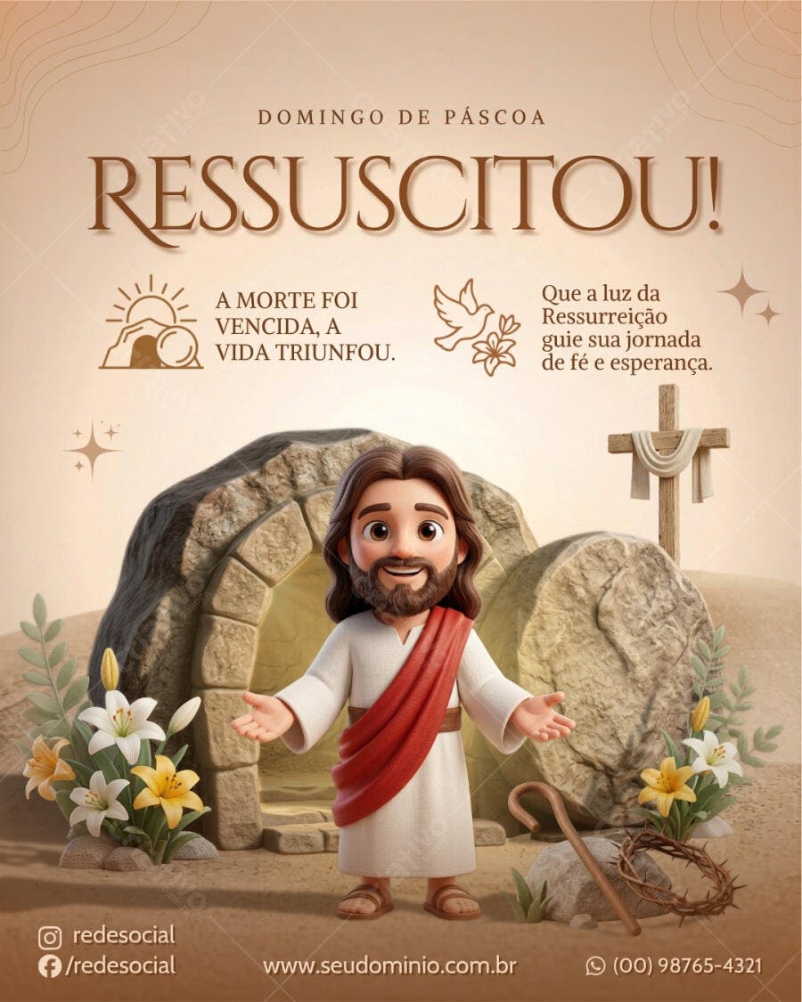 Template Canva Post Instagram Páscoa Religiosa Editável