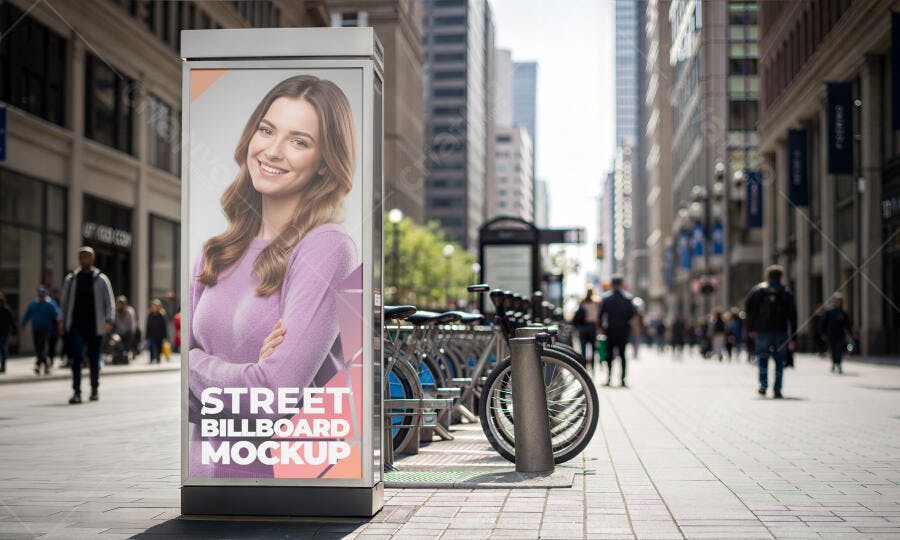 Mockup Outdoor Painel Rua Cidade Editável