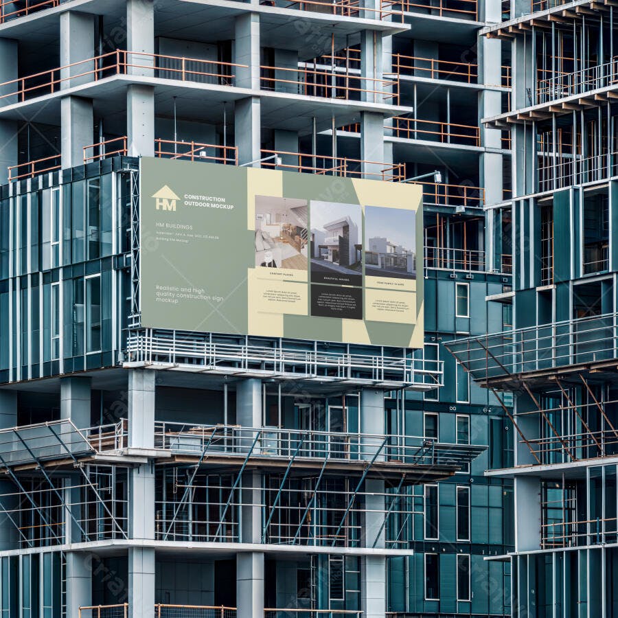 Mockup Outdoor Edifício Construção Realista Editável