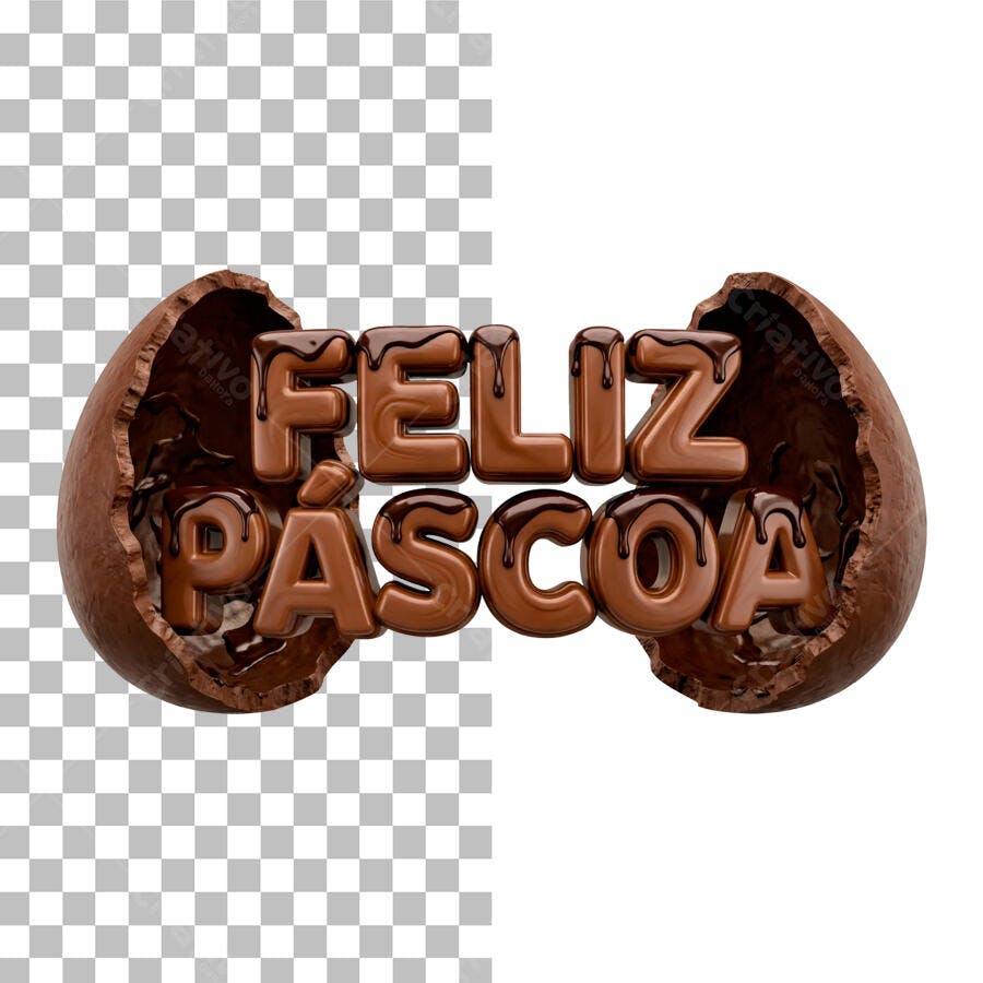 Elemento 3D Feliz Páscoa Chocolate PNG Fundo Transparente