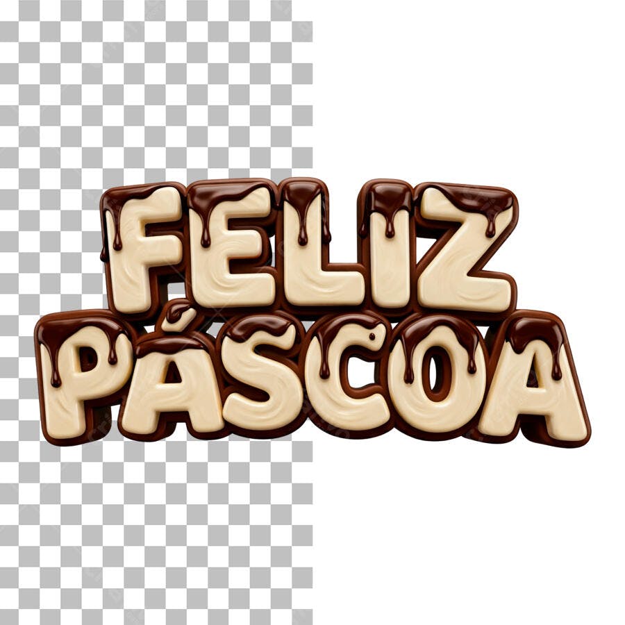 Elemento 3D Feliz Páscoa Chocolate PNG Fundo Transparente