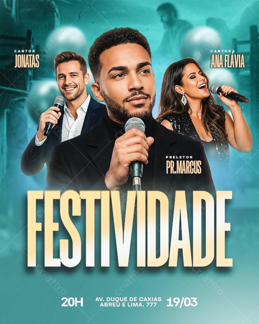 Flyer Festividade Igreja Evento Musical PSD Editável