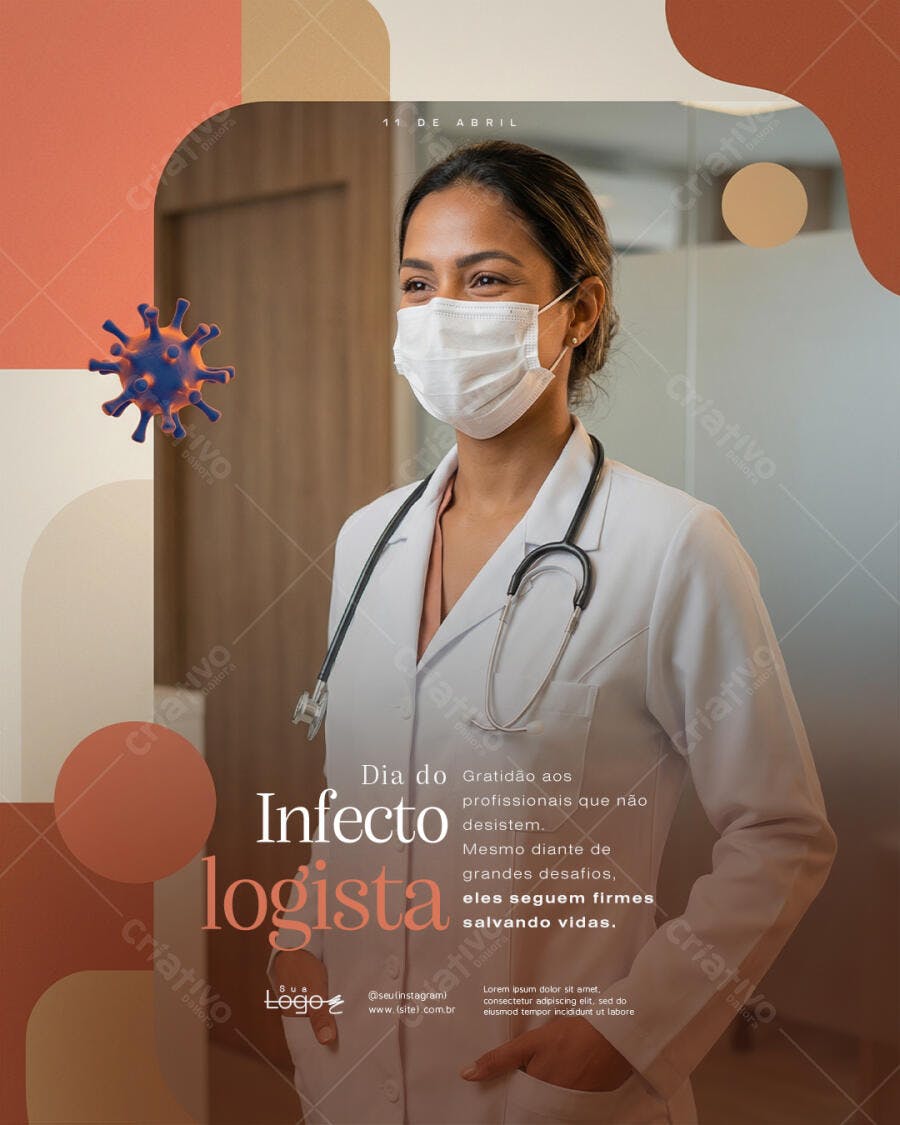 Post Instagram Dia do Infectologista Saúde PSD Editável