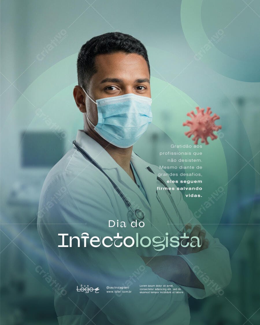 Post Dia do Infectologista Saúde PSD Editável