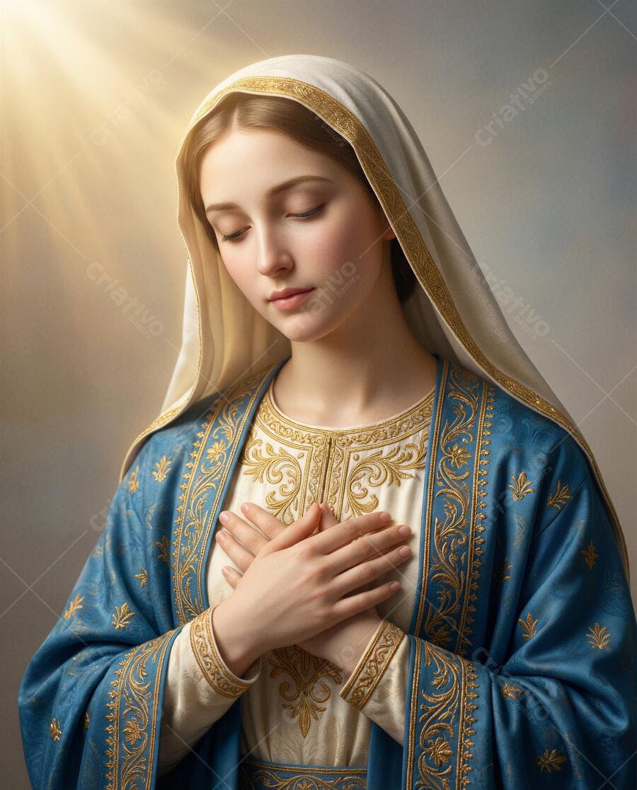 Foto Virgem Maria Oração Fé Religiosa Iluminação Divina
