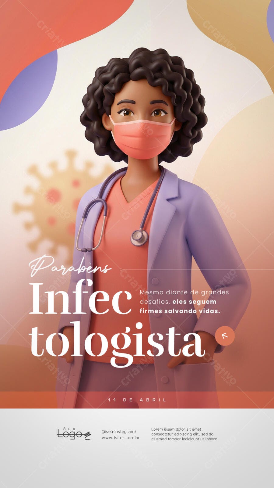 Story Dia do Infectologista Saúde Abril PSD Editável
