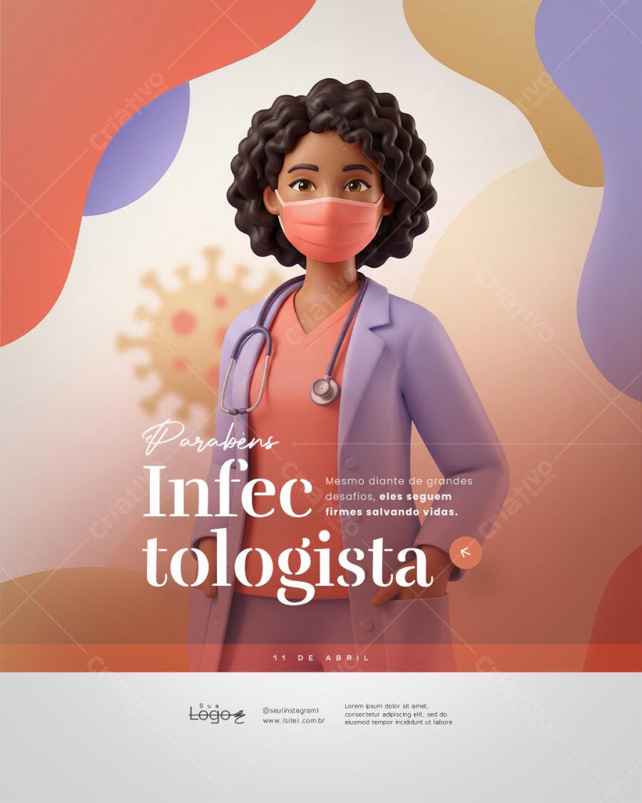 Post Dia do Infectologista 11 de Abril PSD Editável