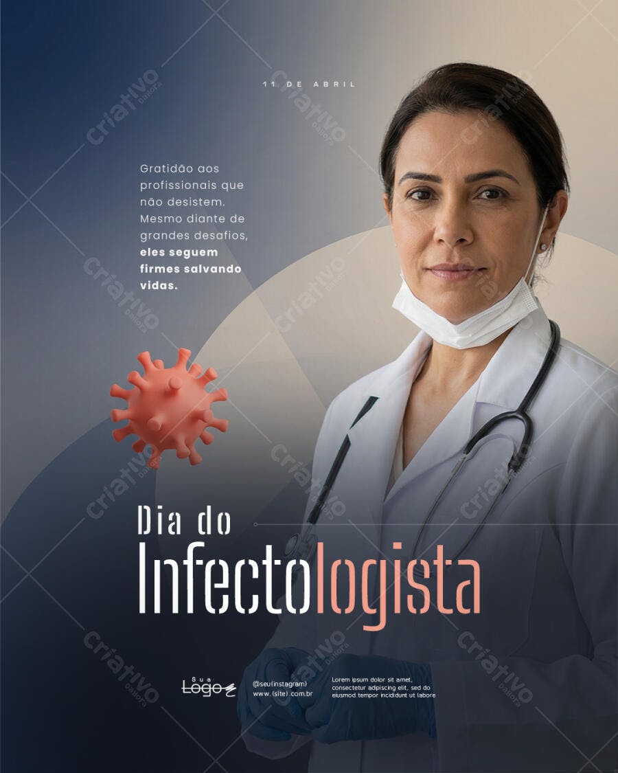 Post Instagram Dia do Infectologista Saúde PSD Editável