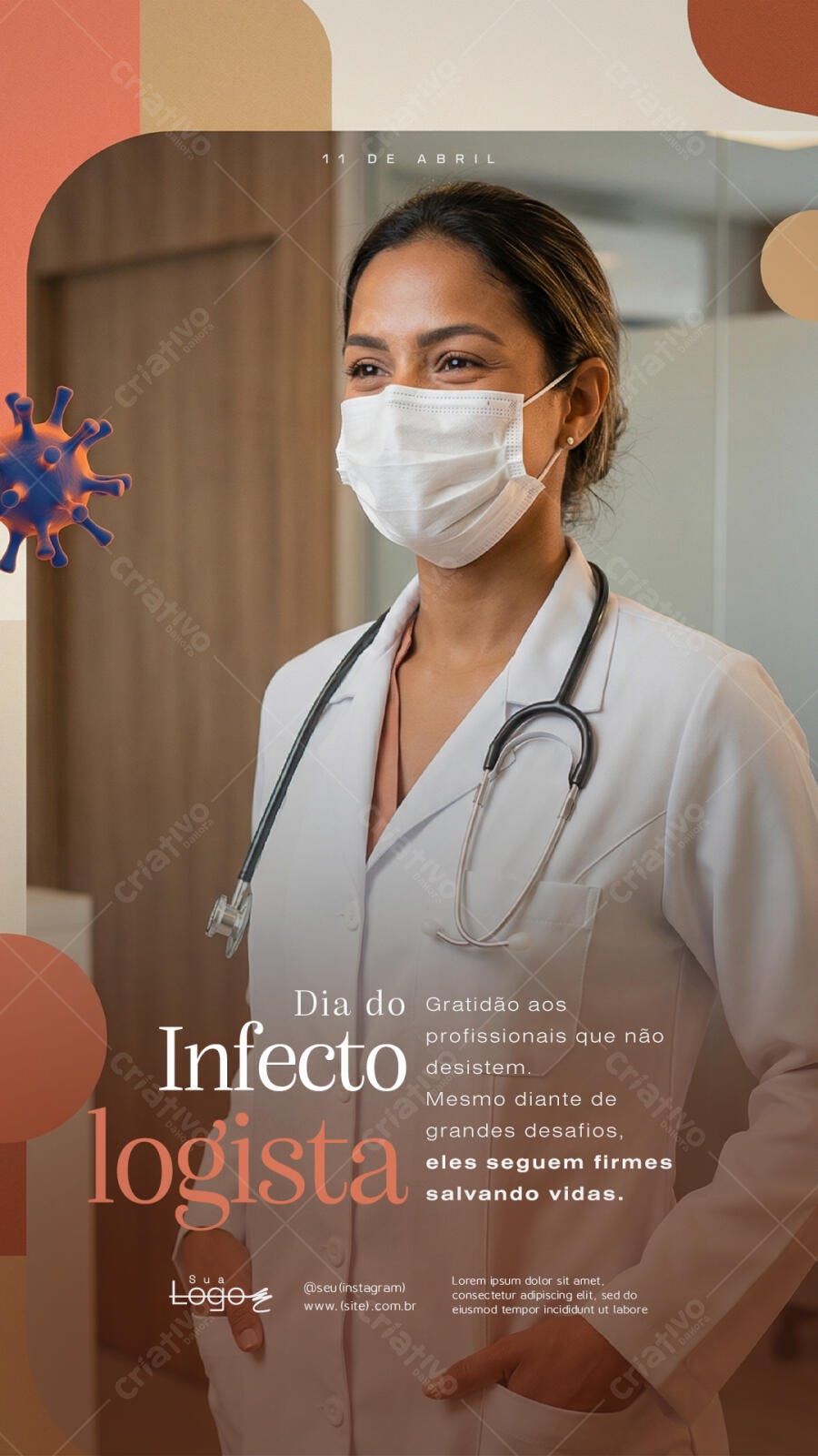 Story Instagram Dia do Infectologista Saúde PSD Editável