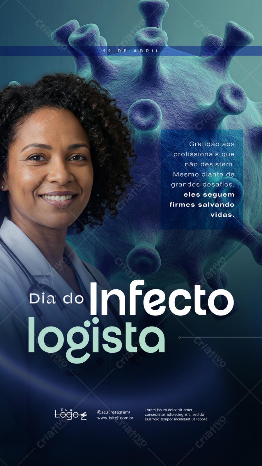 Story Instagram Dia do Infectologista 11 de Abril PSD Editável