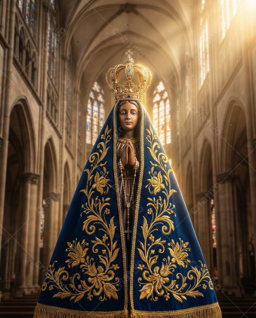Nossa Senhora Aparecida Imagem Igreja Católica Iluminação Dourada