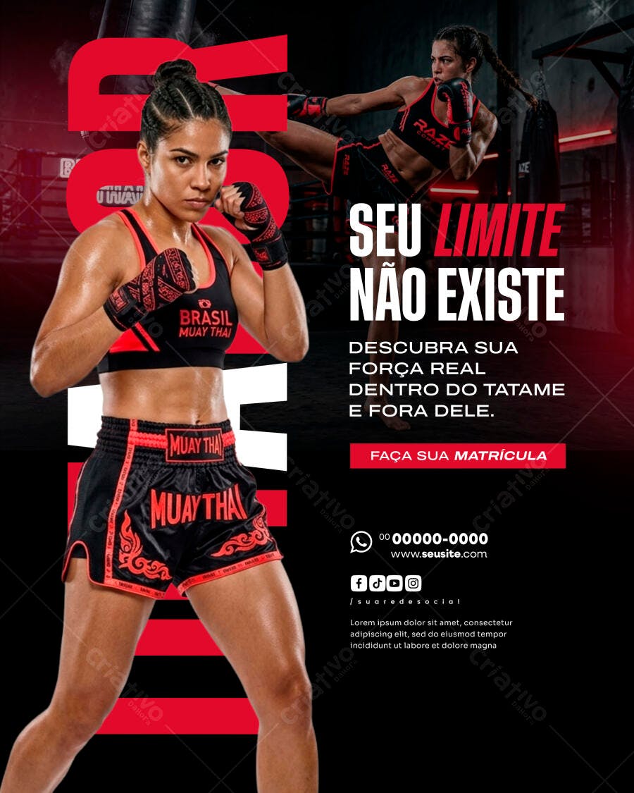 Flyer Academia Muay Thai Fitness PSD Editável