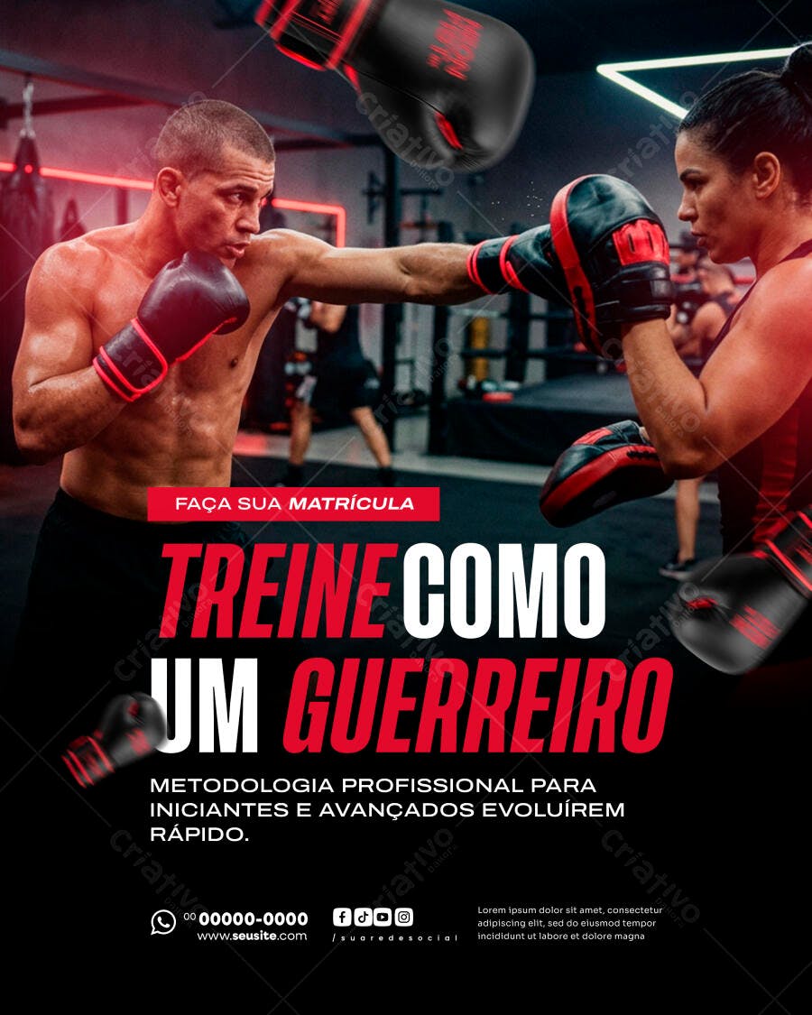 Post Instagram Academia Luta Boxe PSD Editável