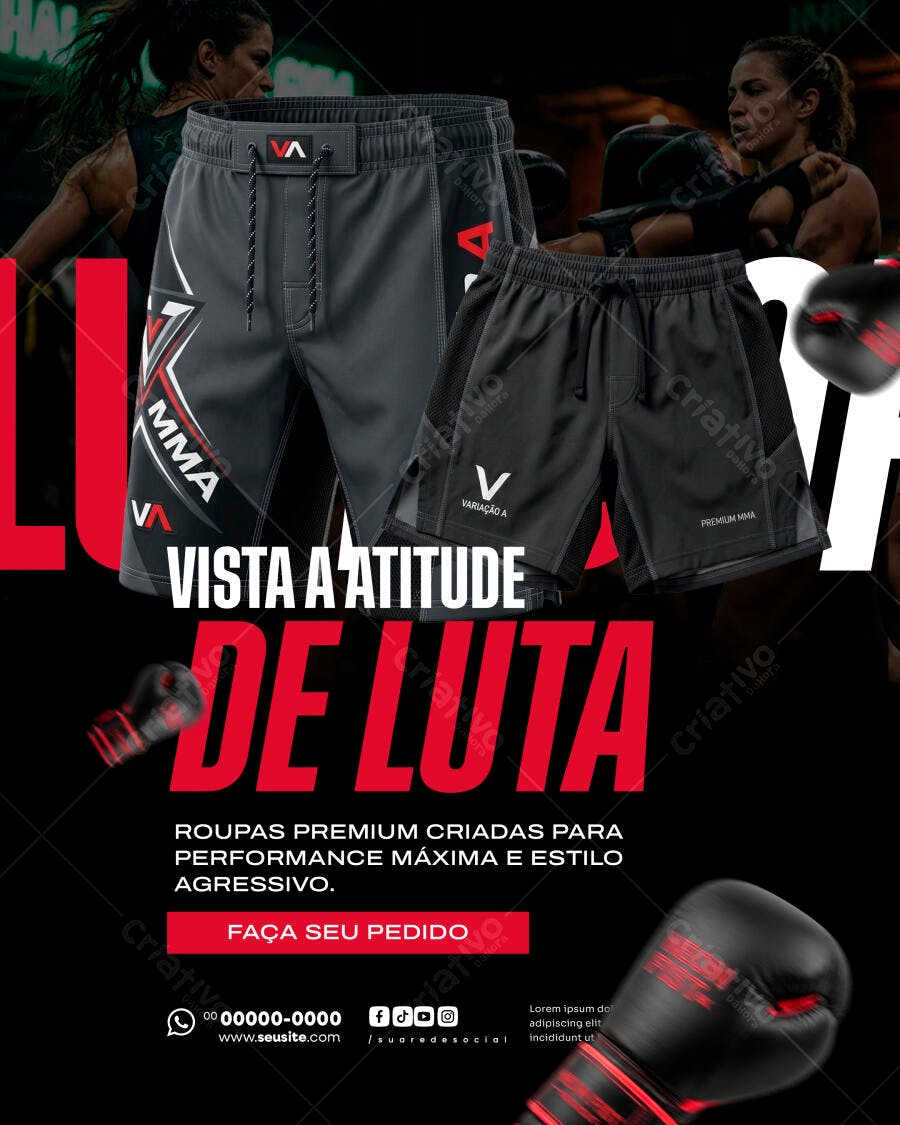 Post Instagram Loja Roupas Esportivas Fitness PSD Editável