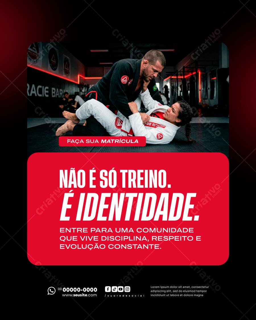 Post Instagram Jiu Jitsu Academia Luta PSD Editável