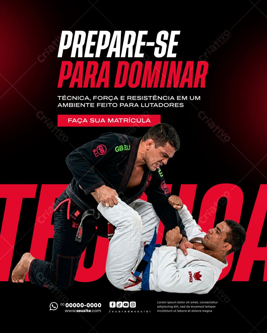 Post Instagram Jiu Jitsu Academia Luta PSD Editável