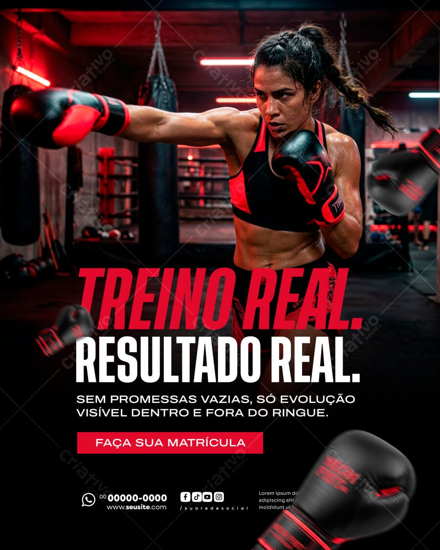 Flyer Academia Boxe Lutas Fitness PSD Editável