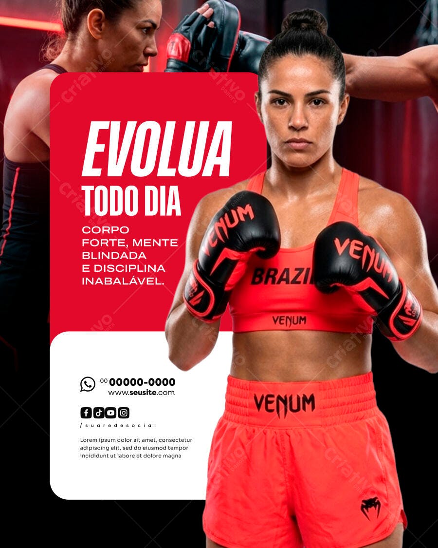 Flyer Academia Fitness Boxe Luta PSD Editável
