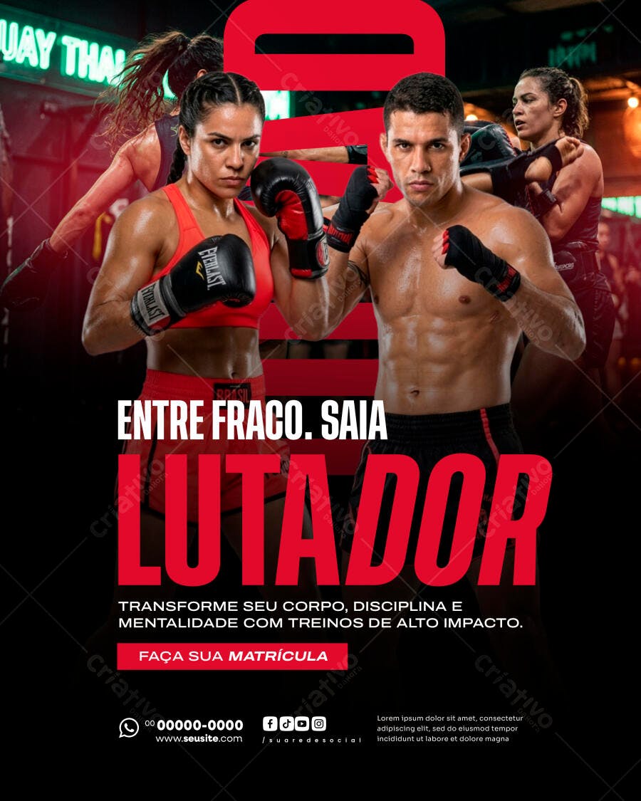 Flyer Academia Fitness Luta Muay Thai PSD Editável